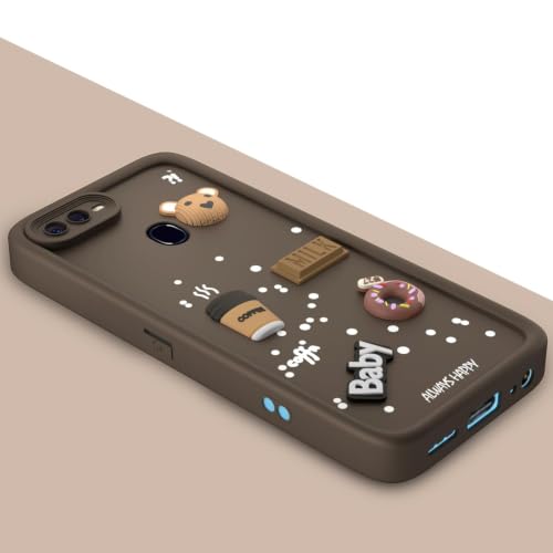 Image of Bintage Cute Fun Taddy Cartoon 3D Ball Bear Milk Donut Coffee Cup Silicon Case Full Body & Camera Protection Back Cover Compatible for Realme 2 Pro - Brown