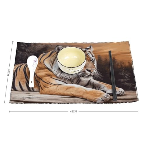 Protégez votre table avec le lot de 6 sets de table tigre lavables