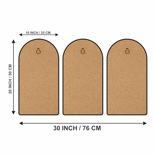 Image of Livin'luxe Golden Money Tree Arch Shape Wall Painting Set of 3 | Sparkle Laminated HD Print on MDF | Vastu Fortune Wealth Tree with Deer Artwork for Living Room Bedroom Home (20 x 30 Inch) RPNS-35356