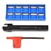Carbide Grooving Tool Set with MGEHR1212-. Tool Holder and 10pcs MGMN150-G Insert Cutter, Alloy Steel Holder, 12mm Shank, Right Hand Cutting Direction, for Versatile Machining Applications