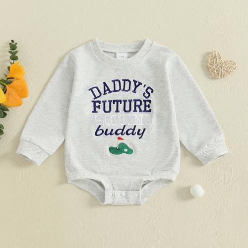 Baby Boy Fall Outfit Golf Letter Embroidery Bubble Romper Long Sleeve Bodysuit Newborn Baby Clothes3