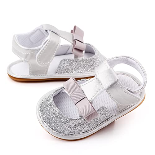 Baby Flats Sandals Infant Outdoor Beach Shoe Newborn Glitter Slipper Rubber Sole First Walker Princess Dress Shoes2