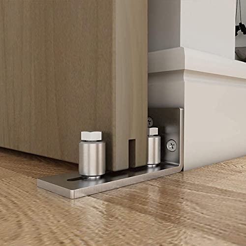 JUGREAT Barn Door Mounted Stainless Steel Sliding Door Guide-1 Pack (For Doors Up to 2 1/8 inches, Flush Bottom Design)