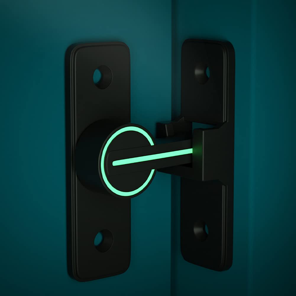 Sliding Door Lock,Barn Door Lock Hardware,Door Lock Glow at Night,Heavy Duty Gate Latches 90 Degree,for Garden,Bathroom,Outdoor,Window - Image 4