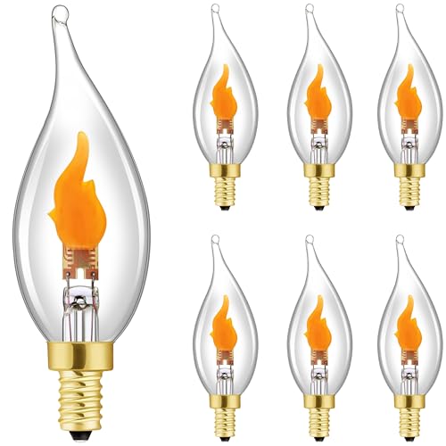 HOMOSUM E12 Flickering Flame LED Bulbs Flicker Candelabra Flame Effect Light Bulb for Halloween Christmas Party Decoration 1W 100LM 6Pack