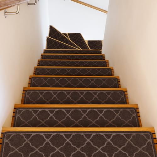 Peldaños de Escalera Antideslizantes de 76x20 cm (15 Unidades), alfombras de Interior Lavables a máquina, Reutilizables, con Base de TPR Antideslizante para niños, Ancianos y Perros Peldaños de Escalera Antideslizantes de 76x20 cm (15 Unidades), alfombras de Interior Lavables a máquina, Reutilizables, con Base de TPR Antideslizante para niños, Ancianos y Perros