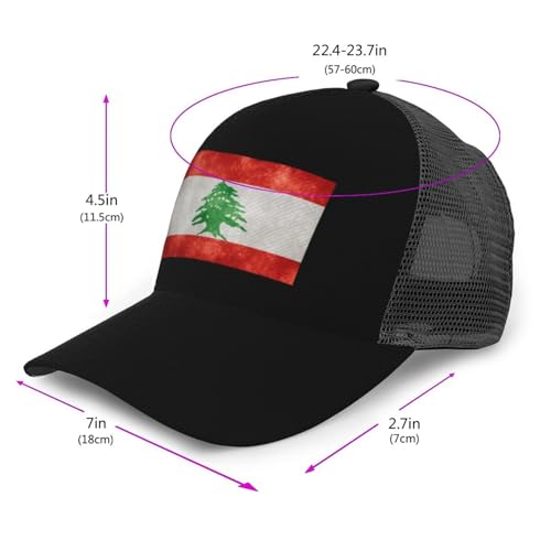 Flag of Lebanon Mesh Baseball Cap - Classic Adjustable Peak Cap, Trucker Hat for Men & Women3