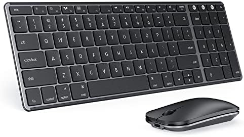 seenda Bluetooth Keyboard and Mouse for Mac, SKM64-2 Multi-Device Rechargeable Slim Wireless Keyboard Mouse Stainless Steel Full Size, Compatible with MacBook Pro/Air, iPad, Mac - Space Gray