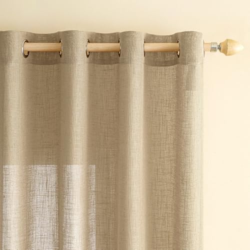 EMEMA Tende Lino Trasparente con Occhielli Tenda a Traslucido Tende Moderne a Vela per Porte Balcone Adatte per Soggiorno Camera da Letto 2 Pannelli 140x260 cm Marrone scuro