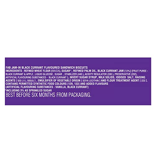 Image of Parle Fab! Jam-in Black Currant Flavoured Jam Biscuits, 150g