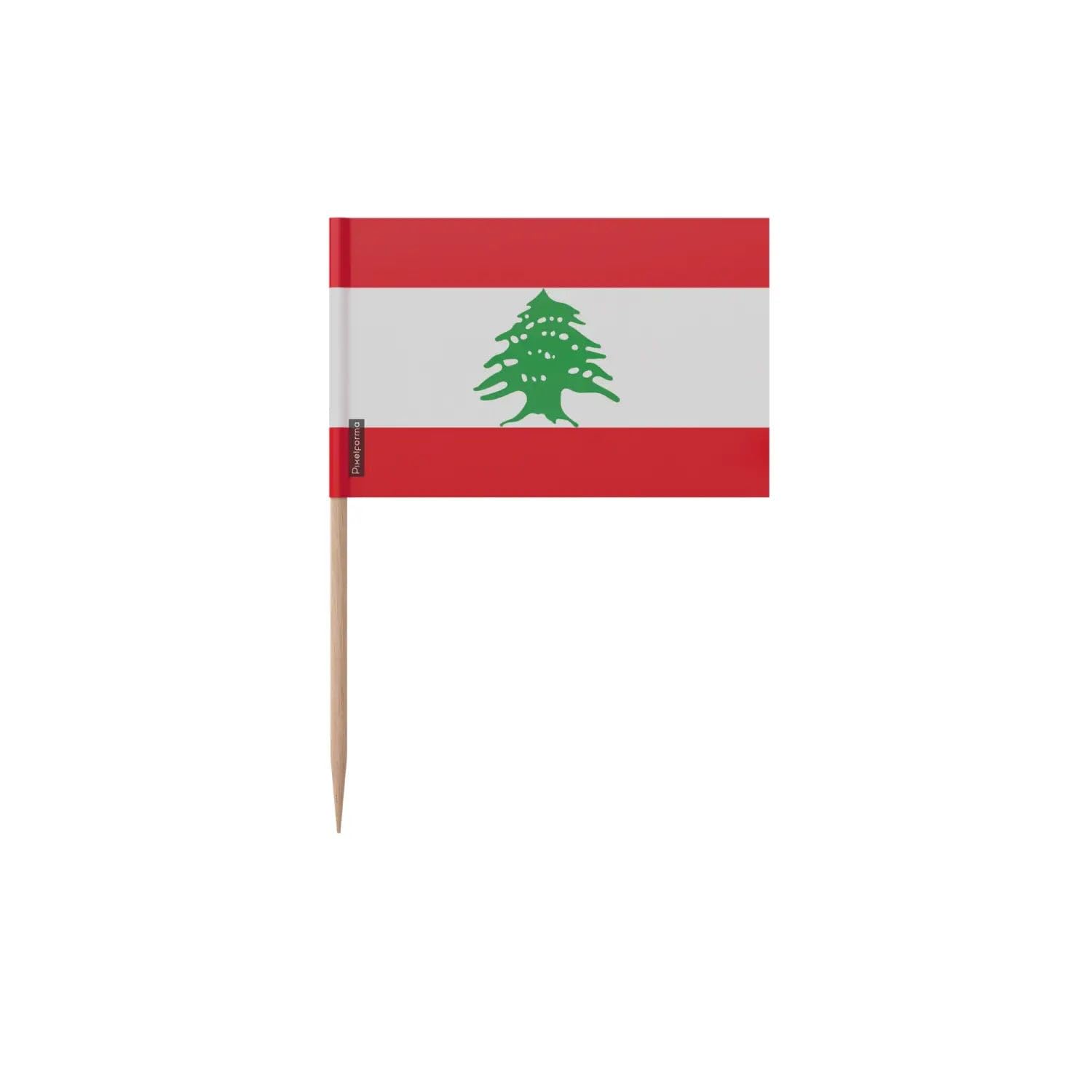 Cure-dents drapeau Liban 6.5cm par lot de 100 piques en bois pour cocktail