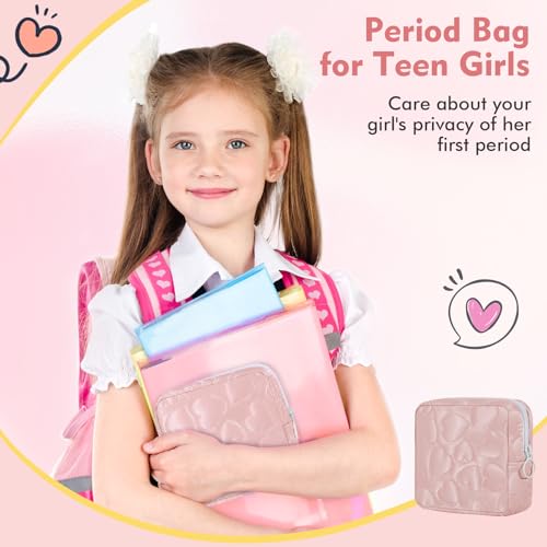 Image of Sanitary Napkin Storage Bag Soft PU Leather Sanitary Pad Bags for Period Teen Period Pads Pouch for Panty Liners, Tampons, Menstrual Cup - White