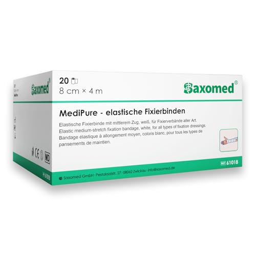 Verbandsmaterial Mullbinden 8cm x 4m – 20 Stück elastische Fixierbinde Bandage – latexfreie Binden Verband dehnbar
