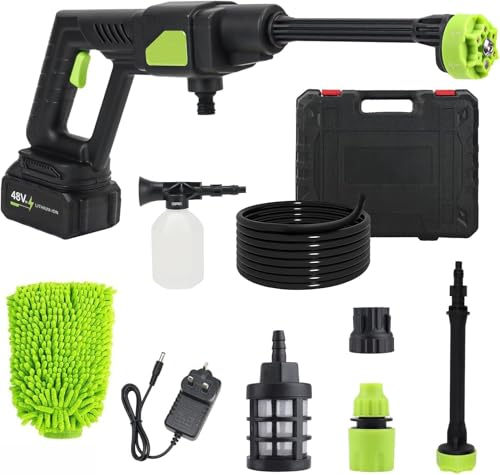 Image of Cordless Pressure Washer 990 PSI, Portable High Pressure Cleaner with 2 Batteries, 6-in-1 Adjustable Nozzle, 5m Hose & Soap Dispenser for Car, Garden, Patio & Outdoor Cleaning