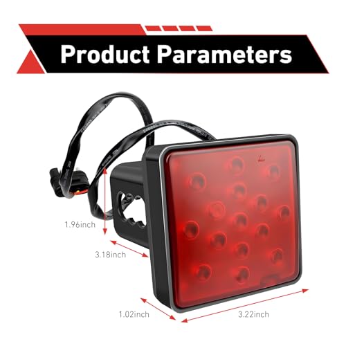 Image of 1 PC Trailer Hitch Light, Super Bright Towing Hitch Light, Waterproof Square LED Brake Lamp, Universal Trailer Accessories for Towing Truck SUV (Red #1)