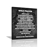 Wolf Prayer Wall Art Wolf Poster Wall Decor Inspirational Black And White Canvas Prints Motivational Quotes Framed Artwork for Men Home Bedroom Living Room Office 12'x16'