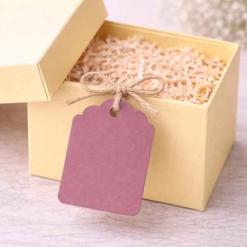 Image of CVANU 100pcs Premium Color Tag Blank Hanging with Pre-Punched Hole Tags for DIY Crafts, Gift Wrapping, Labelling & Writable Decorative Tags for All Occasions (2.85in X 1.7in) Brownish Pink