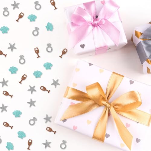 Image of 120pcs Coastal Bachelorette Confetti, Last Toast on the Coast Table Confetti, Silver&Sky Blue Glitter Beach Party Table Decor, Coastal Bridal Shower Party Supplies