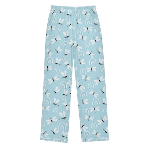 Dragonfly Rainbow Boys Long Pants Soft Trousers Elastic Waist Kids Lounge Bottoms with Pockets S-XL