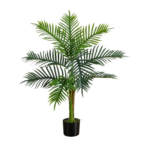 Arbre artificiel bambou vert de 0,9 m avec tronc en mousse et écorce de palmier