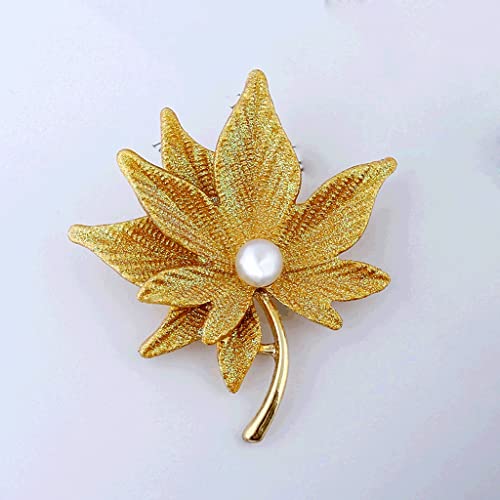 Broche double feuille d'érable et perle pour blazer femme - 6