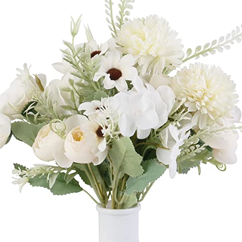 Innens 7 Branch 21 Heads Fake Flowers,Hydrangea Artificial Flowers Mixed Silk Peony Rose,Faux Flower Bouquets Decoration For Spring Diy Fall Wedding Bridal Bouquets Party Home Decor Indoor 2 Pack #TOP3