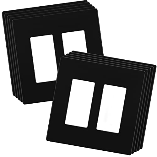 Image of LIDER Double Decorator Switch Cover, Screwless Wall Plate, Mid-Size 2-Gang 4.88 inch x 4.92 inch, LSWP-32M-BK10P, UL Listed, Thermoplastic, Matte Black, 10-Pack