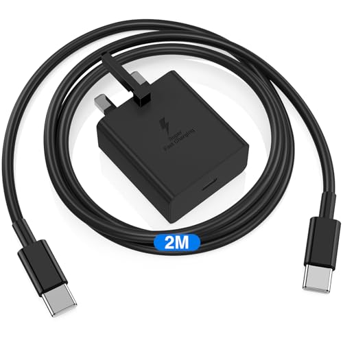 DGVERS 45W USB C Fast Charger Plug with 2M USBC to Type C Charger Cable for Samsung Galaxy Phone S26 S25 S24 S23 Ultra/Plus/fe S22 S21 S20 A33 A34 A35 A36 A53 A52S UK Type C Charger