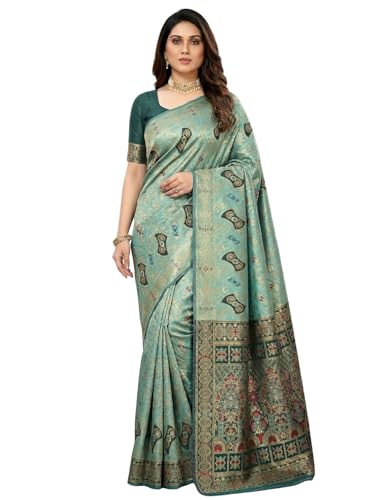 Image of C J Enterprise Women's Pure Soft Silk Saree With Blouse Piece For Wedding (Damru-Patola)
