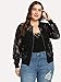 Floerns Women's Plus Size Sheer Floral Lace Long Sleeve Baseball Jacket Black 0XL