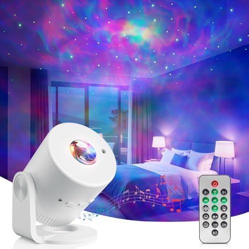 Swoieltr Sternenhimmel Projektor mit Fernbedienung und Timer 33 Lichtmodi | LED Galaxy Nachtlicht mit Einstellbarer Helligkeit, Winkel, Geschwindigkeit und Lautstärke für Kinder un