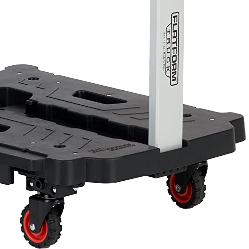 Foldable Hand Truck with Extendable Handle, 300 lb Capacity, 360-Degree Swivel Wheels - Black/Red - for Industrial Use