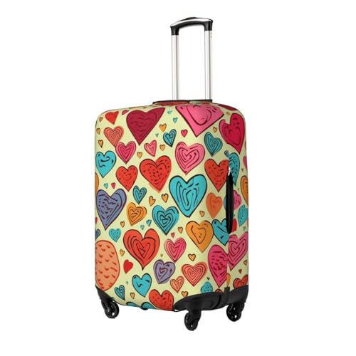 Colorful Heart Pattern Luggage Cover Stretch Washable Suitcase Protector Suitcase Cover Anti-Scratch Luggage Sleeve Elastic Suitcase Case Protector Baggage Cover Fits 18-32 Inch2