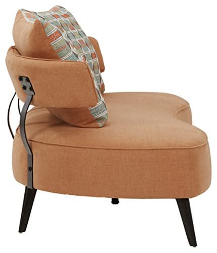 Signature Design By Ashley Hollyann Mid-Century Modern Sofa With 2 Back Pillows, Orange #TOP2