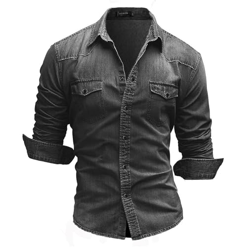 Camisa vaquera slim fit de hombre tipo chaqueta informal en tejido denim clásico vintage