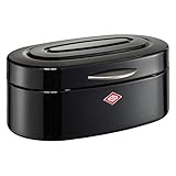 Der Brotkasten Single Elly ist ein echtes Retro-Schmuckstück, denn mit seiner ovalen Form und der dekorativen Prägung im Deckel erinnert er an Brotkästen aus den 50er Jahren