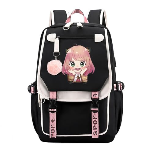 ISaikoy Anime Anya Forger Backpack Bookbag Daypack Laptop School Bag with USB Port 2