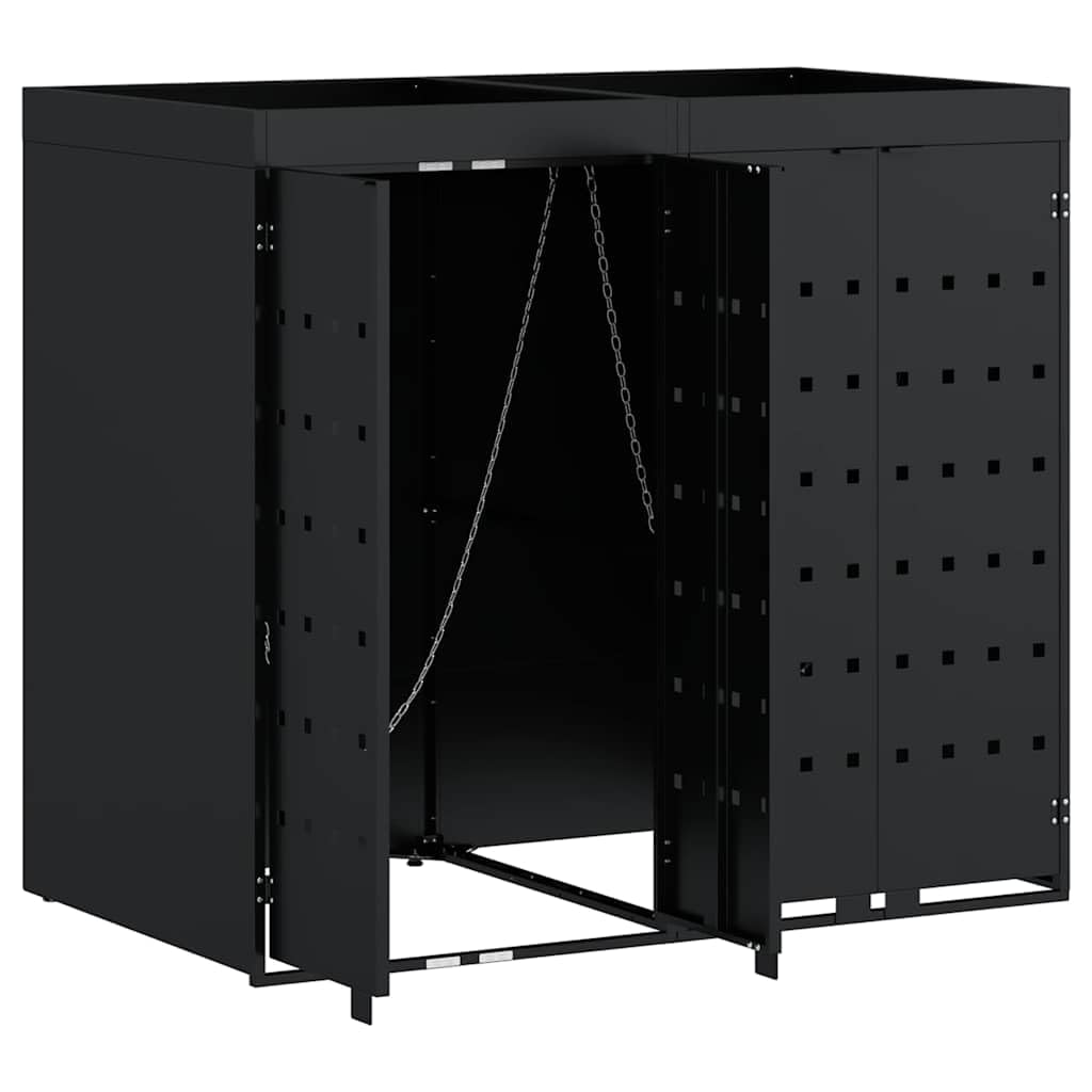 Genérico Almacenamiento de Cubos Wheelie para 2 Cubos Negro,Casa y jardín,Productos del hogar,Accesorios para contenedores de residuos,Soportes para contenedores de residuos-3394738