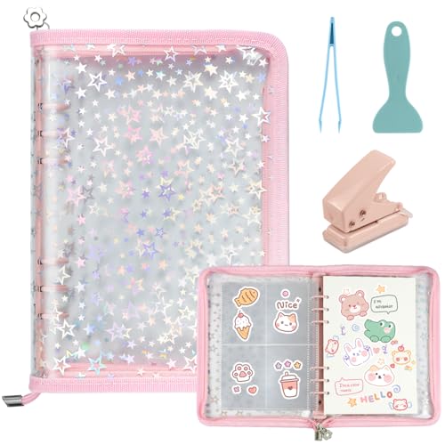 7 in 1 Sticker Storage Organizer, A5 Reusable Zipper Binder with Tools