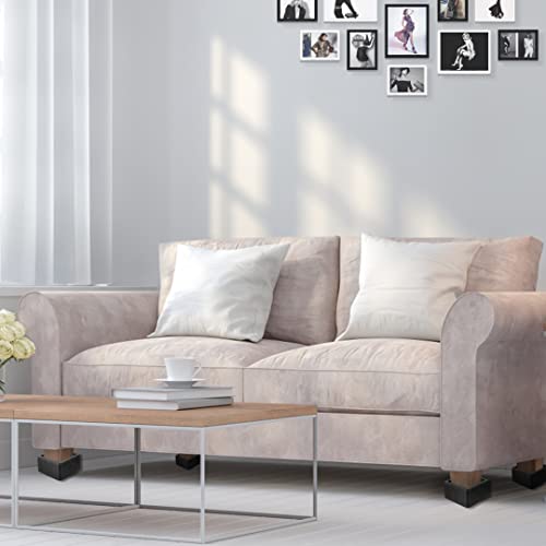 Tocawe Oversized Bed Risers Heavy Duty Stackable 4 Pack, Furniture Risers For Sofas 3 Inch Or 6 Inch Supports Up To 11000 Lbs, Square Bed Raising Blocks Fits 5.5 Inch Wide Desk Or Couch (Black) #TOP4