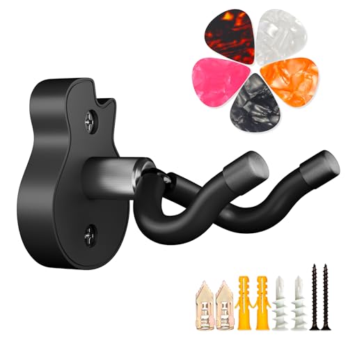 DIDA Support mural pour guitare - Crochets muraux en forme de U pour guitare, accessoires de guitare avec 5 plectres, crochet mural pour guitare pour guitare acoustique, guitare électrique, banjo