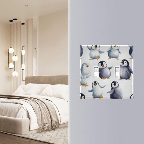 Double interrupteur à bascule pingouins aquarelle plaque déco intérieure - 5