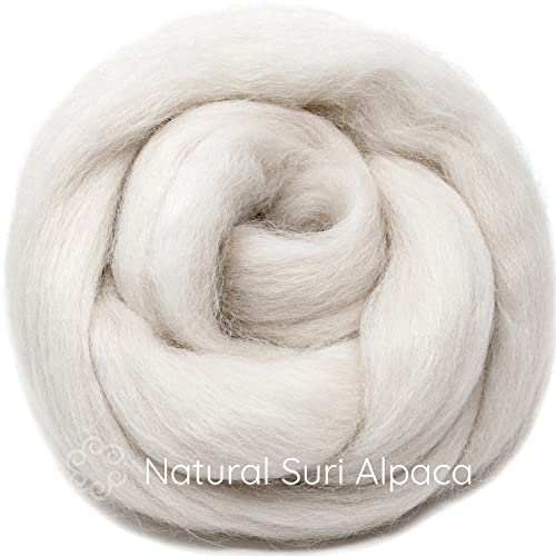 Image of Suri Alpaca Fiber for Spinning, Blending, Felting, Dyeing & Doll Making. Natural White Combed Top Roving.