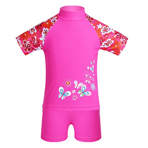 Image of iEFiEL Little Girls' Kids Summer Two Piece Boyshort Tops Tankini Kids Swimsuit Swimwear Set