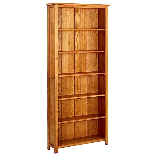 Emmtore Estantería de 6 Niveles de Madera Maciza de Roble 80x22,5x180 cm