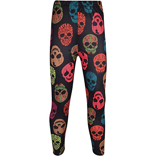 Girls Halloween Legging Spider Web Skull Print Leggings Fancy Costume 3-13 Years3
