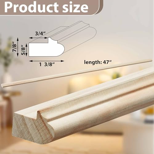 Image of DoubleFill 2 Pack 47 inch Kitchen Cabinet Light Rail Molding 1-3 /8 inch Wide x 7 /8 inch Trim Wood Unfinished Kitchen Cabinet Molding for DIY Cabinetry, Poplar, 94 inch Total