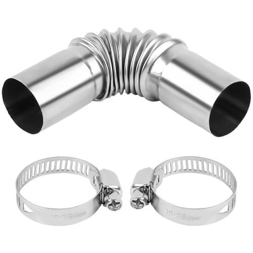 Edelstahl Abgasrohr Winkelverbinder 24MM Gas Entlüftungsschlauch Autoheizung Auspuffrohr mit Edelstahlklammern