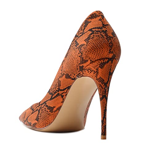 FSJ Women Classic Pointed Toe Snakeskin High Heels Pumps Slip on Stiletto Sparkling Animal Printing Sexy Lady Club Party Evening Dress Shoes Size 4-15 US3