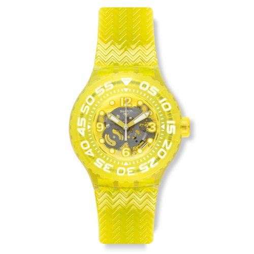 Preisvergleich Produktbild SWATCH Suuj101 Damen-Armbanduhr, 44 mm, Silikon, Kunststoffgehäuse, Quarz, Gelb